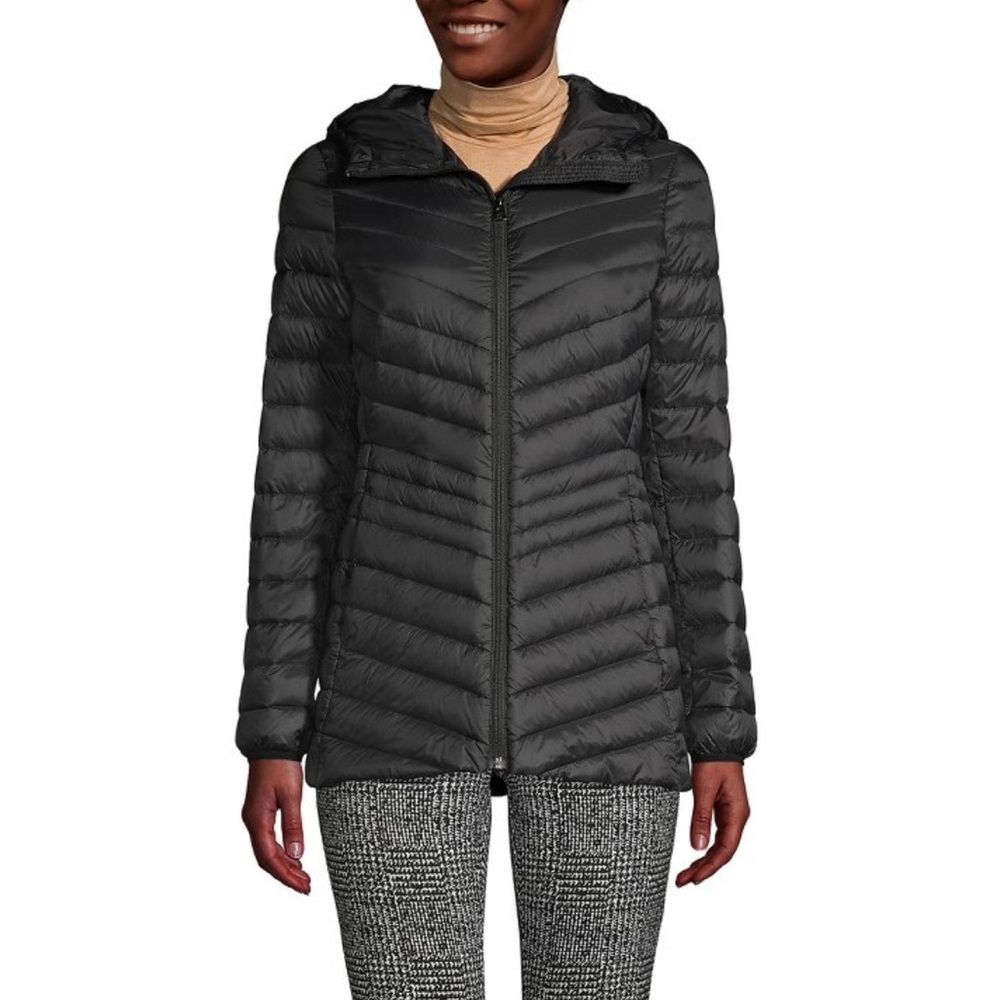 NWT Land's End Women's Wanderweight Packable Down Hooded Jacket